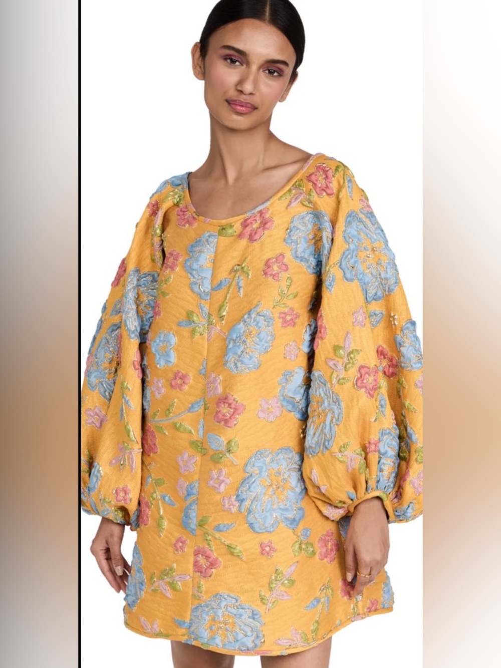 Arianne Elmy Yellow Embroidered Floral Dress